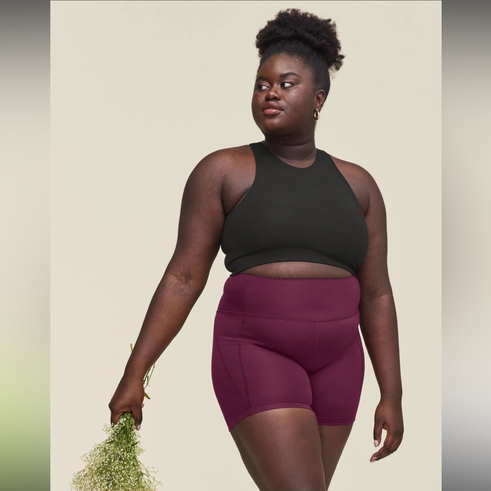 Girlfriend Collective Plum High-Rise Run Short - Large
